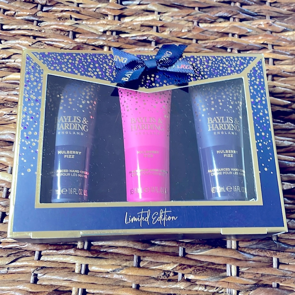 New Baylis & Harding Mulberry Fizz Hand Cream 3-Pack Gift Set Limited Edition